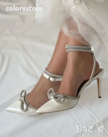 Сандали на ток - екрю сатен - BY22