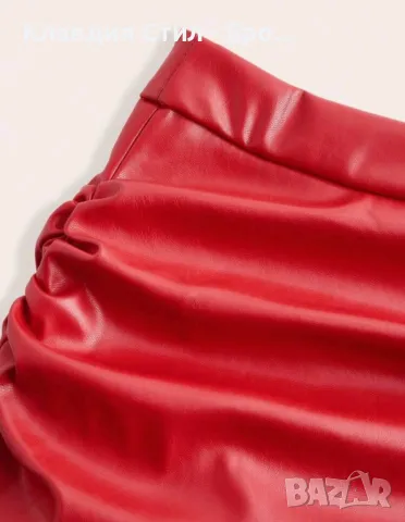 🎀 Атрактивна кожена пола с дантела , размер Л, снимка 3 - Поли - 50161623