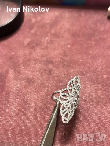 Дамски сребърен пръстен с 103 броя цирконии, снимка 2 - Пръстени - 52852189