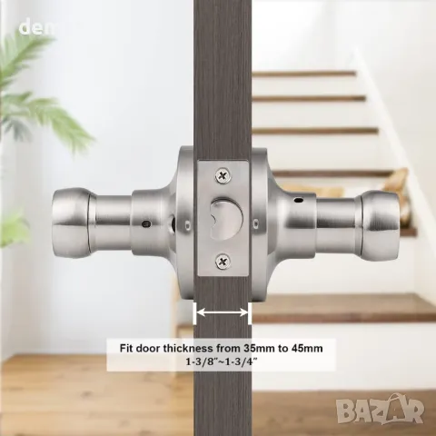 Probrico 3 комплекта дръжки за проходни врати, без ключ, цвят полиран никел, снимка 5 - Други стоки за дома - 49707851