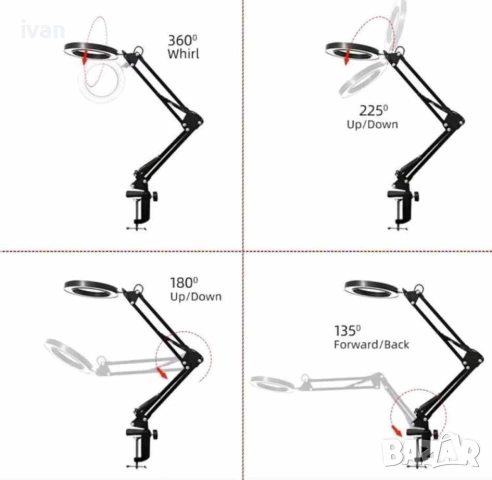 увеличителни лупа с лед лампа с три режима. , снимка 7 - Телфери - 53124854