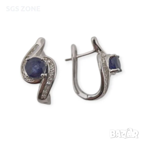 СРЕБЪРНИ ОБЕЦИ СЪС РУБИНИ САПФИРИ , снимка 5 - Обеци - 51167806