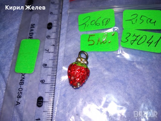 СТАР ФИГУРАЛЕН ЕМАЙЛИРАН ВИНТИДЖ - АРТ МЕДАЛЬОН ЯГОДКА с РАЗНОЦВЕТНИ КРИСТАЛЧЕТА 37041, снимка 2 - Антикварни и старинни предмети - 39934562