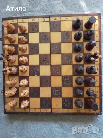 шах дървен гравиран 41/41 см, снимка 3 - Декорация за дома - 51816873
