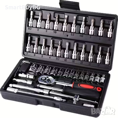 ПРОФЕСИОНАЛЕН КОМПЛЕКТ ИНСТРУМЕНТИ 46 ЧАСТИ – ЗА РЕМОНТ НА АВТОМОБИЛИ И МОТОЦИКЛЕТИ И ДРУГИ 