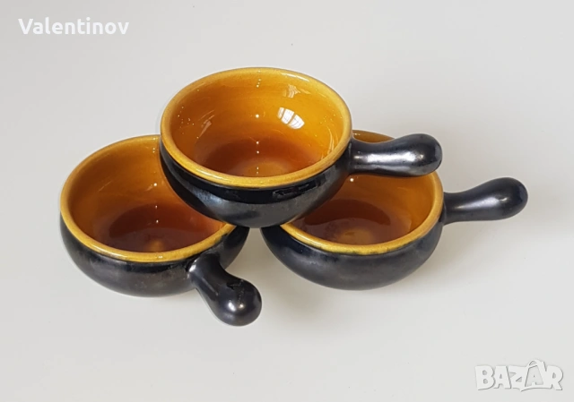 Три старинни керамични купички- Кимпер- Франция 