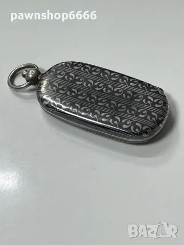 Античен държач за монети от сребро Niello (около 1900 г.