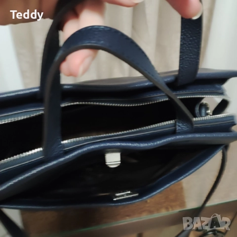 Маркова синя кожена чанта Wittchen, естествена кожа, снимка 11 - Чанти - 52654798