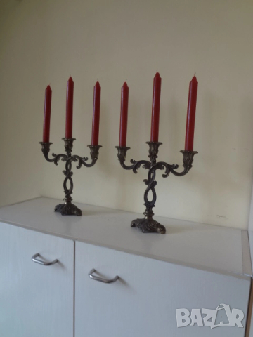 Комплект от 2 бр. бронзови свещника от Германия, снимка 3 - Антикварни и старинни предмети - 53740571