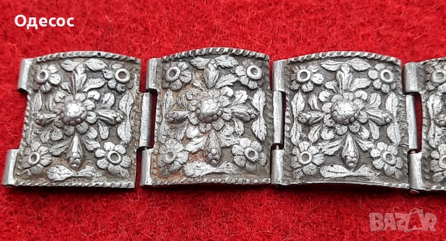 Рядка възрожденска масивна сребърна гривна, снимка 6 - Антикварни и старинни предмети - 52308929