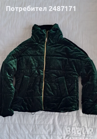 Зелено топло кадифено дамско яке, снимка 2 - Якета - 52796012