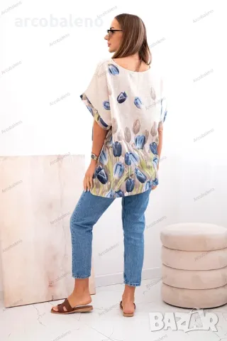 Дамска памучна риза с флорална шарка, 8цвята , снимка 4 - Ризи - 49882008