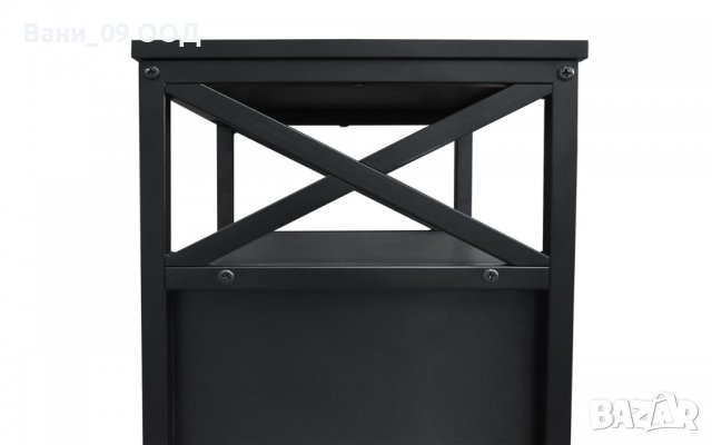 Черно нощно шкафче-стомана и ПДЧ, снимка 3 - Шкафове - 40089567