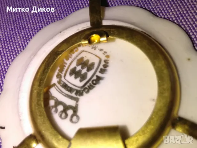 Малка порцеланова чиния винтидж от около 1980 г  престонасл. на Монако Рение и Грейс Кели фи 53мм, снимка 5 - Колекции - 47656562