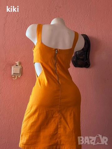 Denim 38 номер спортна къса дънкова оранжева рокля , снимка 3 - Рокли - 53814040
