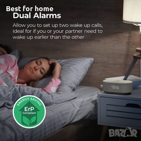 i-box Bedside Radio Alarm Clock with USB Charger, Bluetooth Speaker, QI Wireless Charging, Dual Alar, снимка 5 - Друга електроника - 40884751