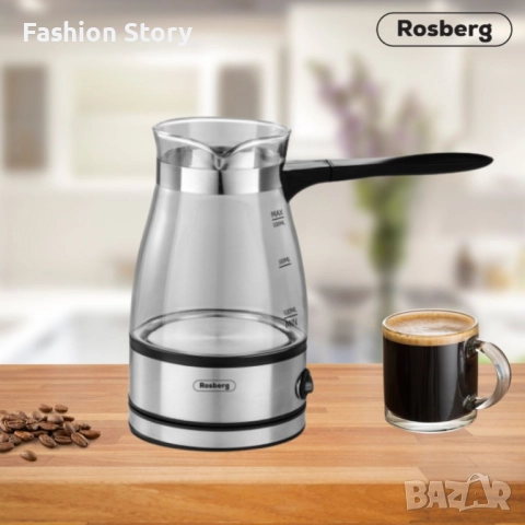 Джезве електрическо Rosberg, 600W, 500 мл., Стъклено, 2 ГОДИНИ ГАРАНЦИЯ, снимка 2 - Кафемашини - 51946721