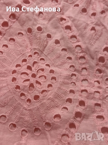 Нова елеганта розова туника  100 % памук памучна риза блуза рязяна дантела дантелена Италия , снимка 2 - Туники - 51627883