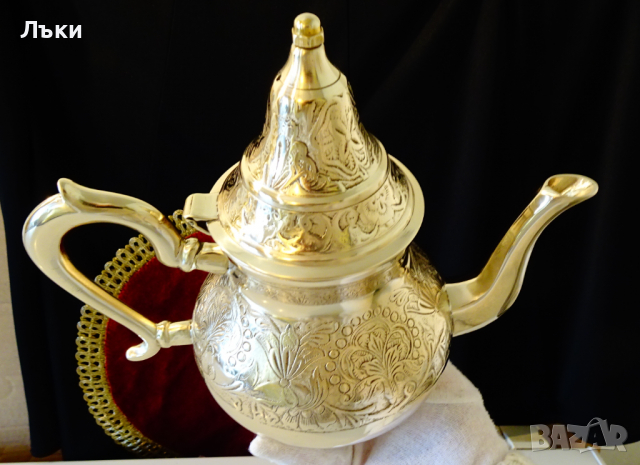 Антикварен бронзов чайник,релеф,орнаменти, снимка 10 - Антикварни и старинни предмети - 36251763