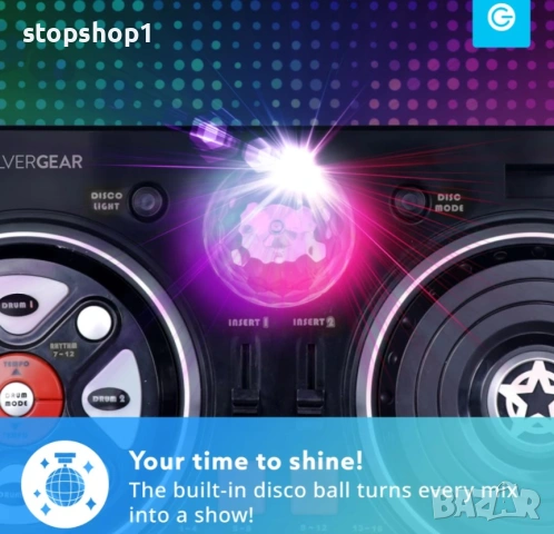 Silvergear Kidi DJ Mix за деца  46 звукови ефекта  DJ миксер  Преносим и с батерии  39,3 x 20,5 x 6,, снимка 8 - Музикални играчки - 53233356