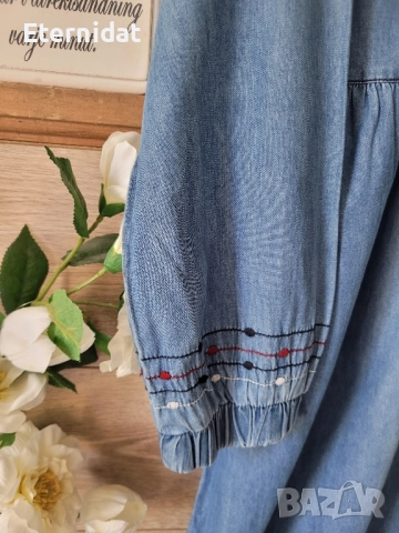 Дънкова рокля с бродерии , снимка 7 - Рокли - 51677831