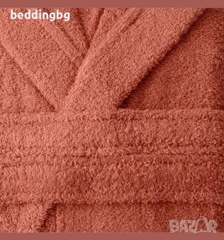 #Халат за баня с качулка „Франк“ – тера пастелен, размер S/M (100% памук), снимка 3 - Хавлиени кърпи - 39300493