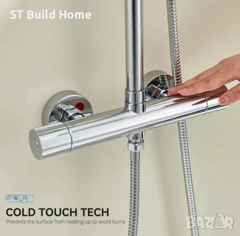 💥Термостатичен ,(Инокс)душ комплект с вградена защита от изгаряне. Елегантен и издръжлив!💥, снимка 2 - Душове - 52298259