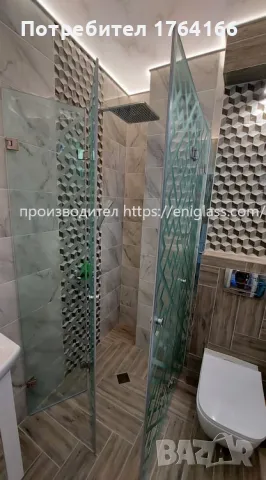 Стъклена стационарна душ кабина с химически матирани стъкла с шарка, снимка 7 - Душ кабини и вани - 48099840