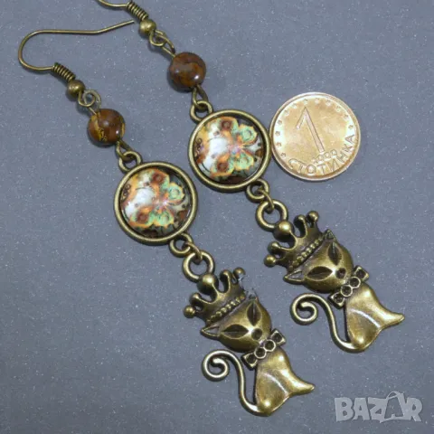 ⚜️ Обици с тигрово око №4006, снимка 4 - Обеци - 50407880