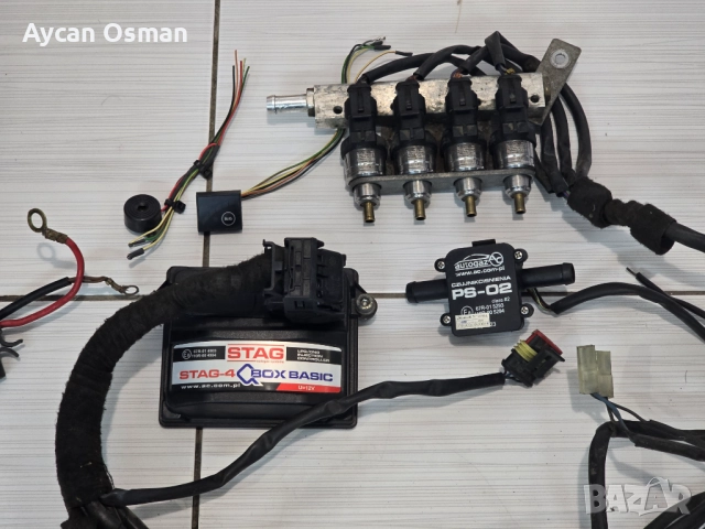 Комплект STAG газов инжекцион – ECU QBOX BASIC + рейка с дюзи + MAP PS-02 + бутон + зумер + кабели