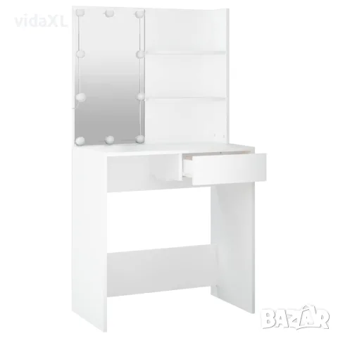 vidaXL Тоалетка с LED, бяла, 74,5x40x141 см, снимка 7 - Тоалетки - 56147820