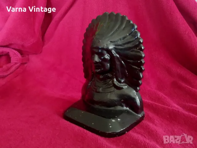 Стар метален бюст на индианец, снимка 2 - Антикварни и старинни предмети - 49809675