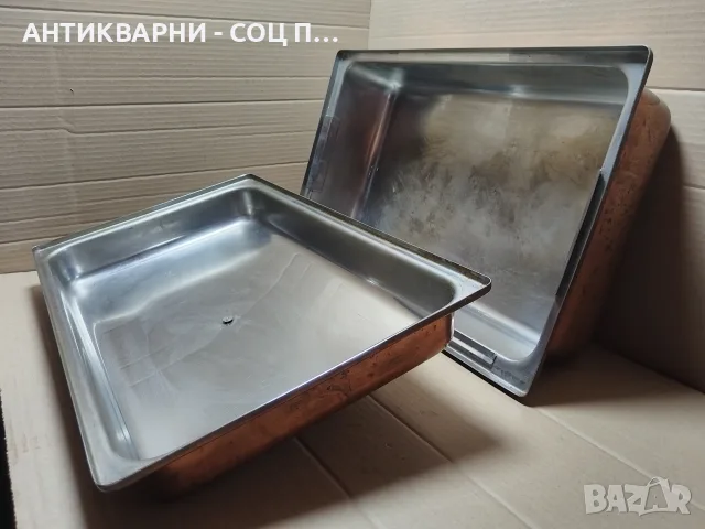 Стара Соц Голяма Дълбока Помеднена Хром Тава За Печене На Месо, Тава За Агнета. / 5 кг. / НОМЕР 289., снимка 9 - Прибори за хранене, готвене и сервиране - 55707126