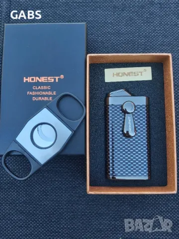 Луксозна запалка за пури с подарък резачка,два цвята, снимка 2 - Запалки - 50080259