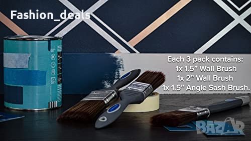 Нов комплект 3 броя синтетични четки за боядисване стени дом ремонт, снимка 2 - Други инструменти - 40774035