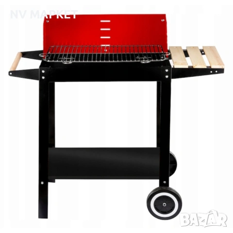 Градинско барбекю на колела, емайлирана стомана, 4 степени + Подарък 3 прибора, снимка 4 - Други - 53838033