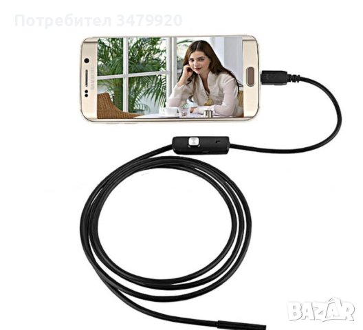Ендоскоп камера за телефон или компютър, 5 метра кабел, 6 вградени LED светлини с опция за регулиран, снимка 2 - Аксесоари и консумативи - 39047001