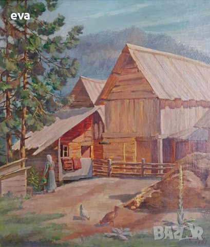 Йордан Филчев 1908 - 1968  Из родопите 1951г. Картина с маслени бои , снимка 3 - Картини - 38892173