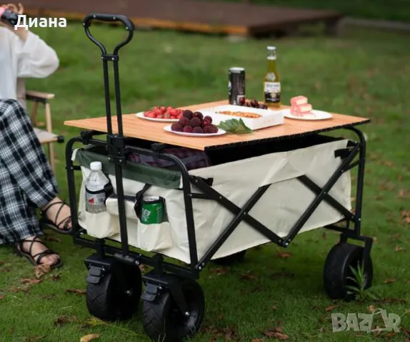 Сгъваема къмпинг/товарна количка 2в1 с маса, снимка 2 - Къмпинг мебели - 48582719