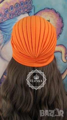 Дамски Тюрбан за Глава в Наситено Оранжев Цвят КОД 1901, снимка 7 - Шапки - 42700562