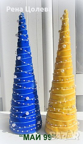 Коледни елхи от перли и кадифе, снимка 2 - Коледни подаръци - 41555484