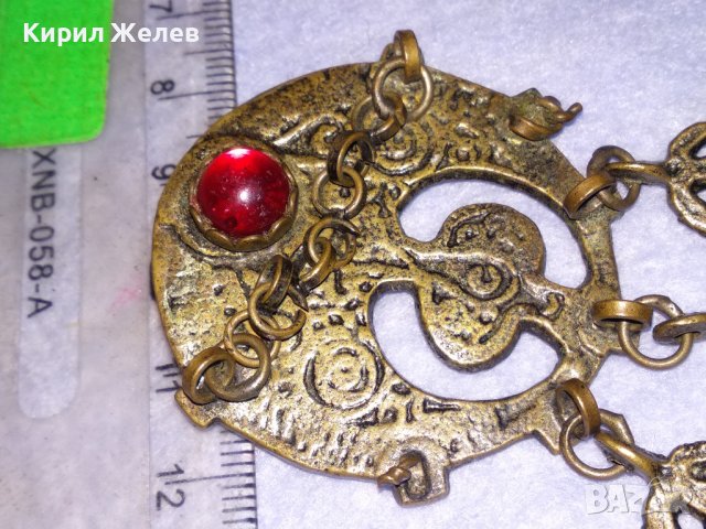 СТАРИННА ВЪЗРОЖДЕНСКА АЖУРНА БОРНЗОВА ОРНАМЕНТИРАНА РЕТРО БРОШКА РЯДКА РЪЧНА ИЗРАБОТКА 38671, снимка 7 - Антикварни и старинни предмети - 41622838