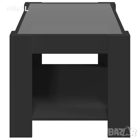 vidaXL Маса за кафе с LED, черна, 93x53x45 см, инженерно дърво, снимка 7 - Маси - 56148146