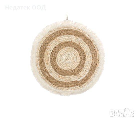 Декоративен панел за стена, Бежово, Кръгъл с канали, 40см