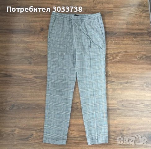 H&M Мъжки светло сив кариран панталон S, снимка 1 - Панталони - 41837451