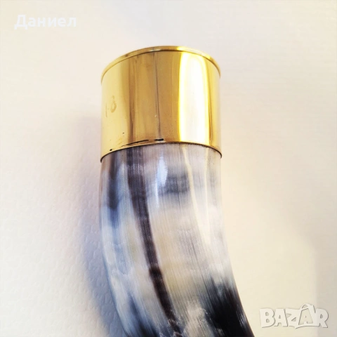 Антични чаши от рог с бронзов обков и стойка от ковано желязо, Рог за пиене, античен рог за пиене, снимка 3 - Подаръци за мъже - 48169089