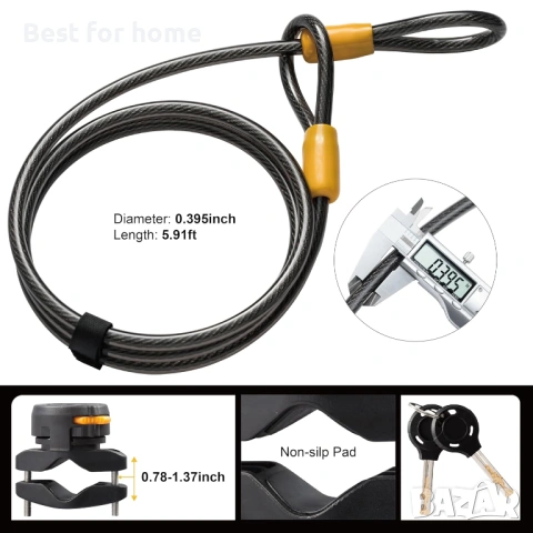 Заключване за велосипед Via Velo Здравословно заключване за велосипед с U-образна скоба и кабел, снимка 5 - Аксесоари за велосипеди - 53854746