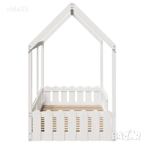 vidaXL Рамка за детско легло къща, бяла, 90x200 см, борово дърво масив, снимка 5 - Спални и легла - 56148223