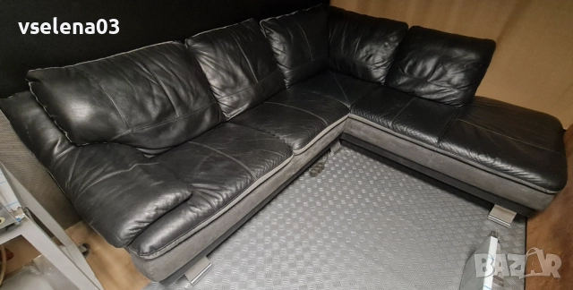 Ъглов диван естествена кожа, снимка 5 - Дивани и мека мебел - 51501722