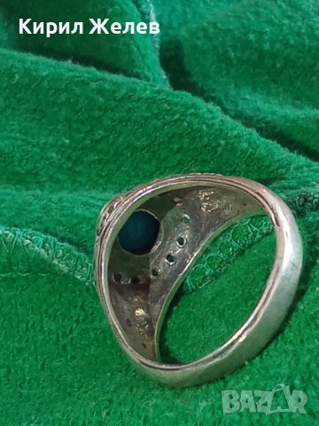 СРЕБЪРЕН ТЮРКОАЗЕН ОРНАМЕНТИРАН РЪЧНО ПРЪСТЕН СРЕБРО 925 ЮВЕЛИРНА СТАРА МАЙСТОРСКА ИЗРАБОТКА 14507, снимка 4 - Пръстени - 33737126